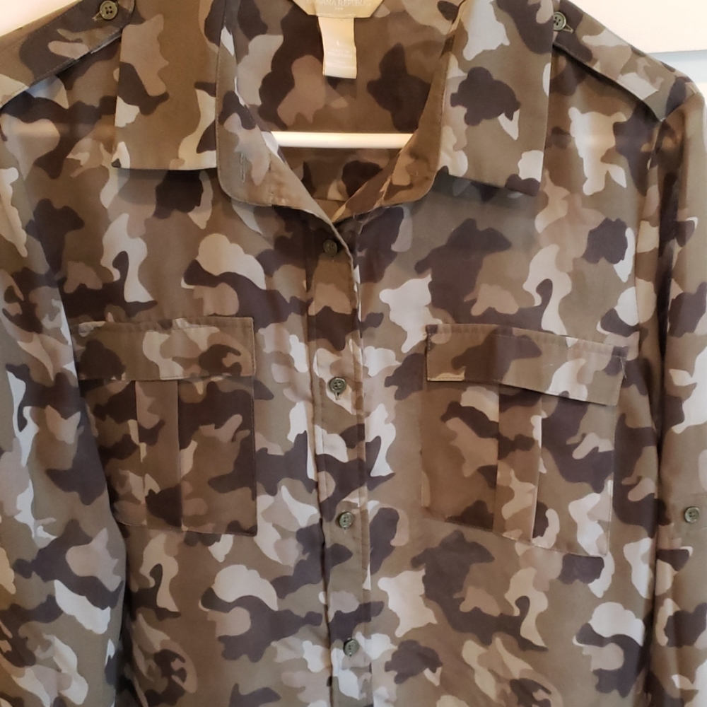 Camo Button Down Top - image 3